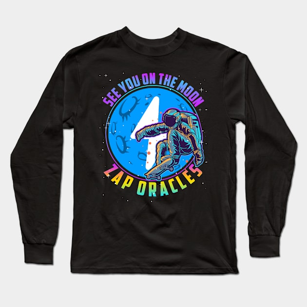 Zap Oracles See You On the Moon Digital Crypto BTC Astronaut Long Sleeve T-Shirt by TheBeardComic